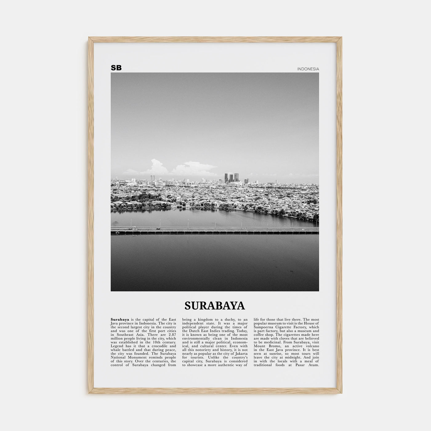 Surabaya Travel B&W Poster