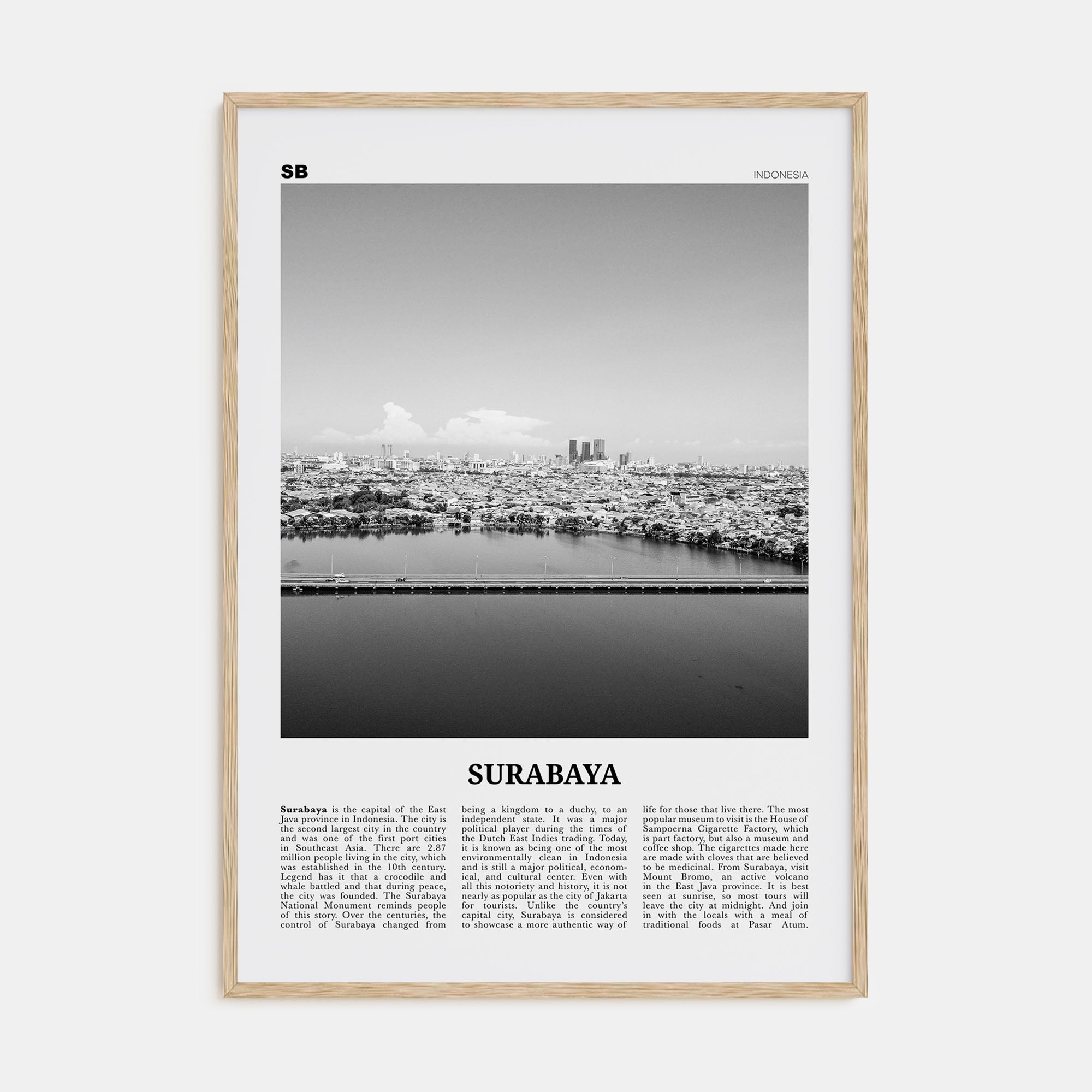 Surabaya Travel B&W Poster