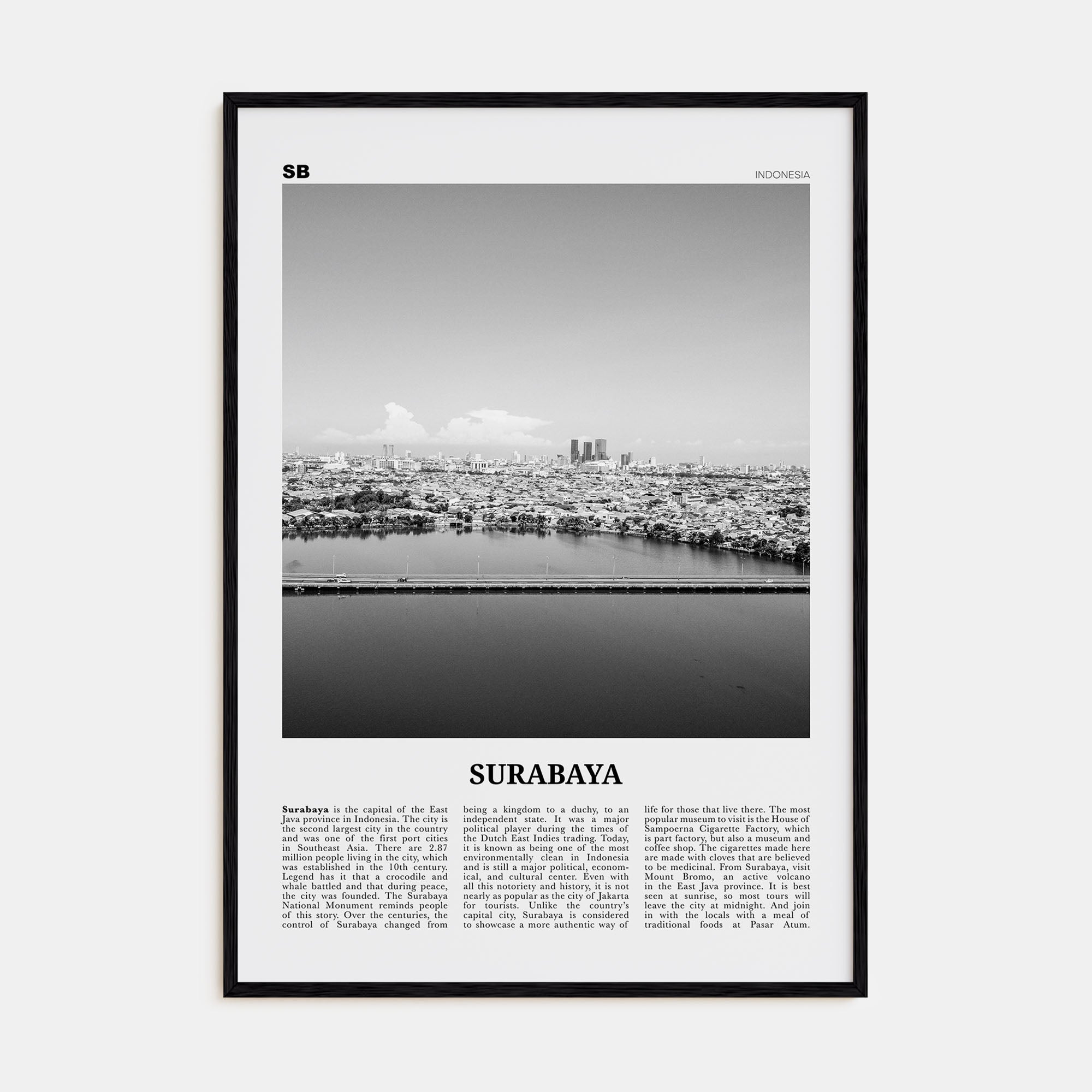 Surabaya Travel B&W Poster