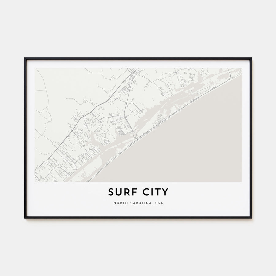 Surf City Map Landscape Poster