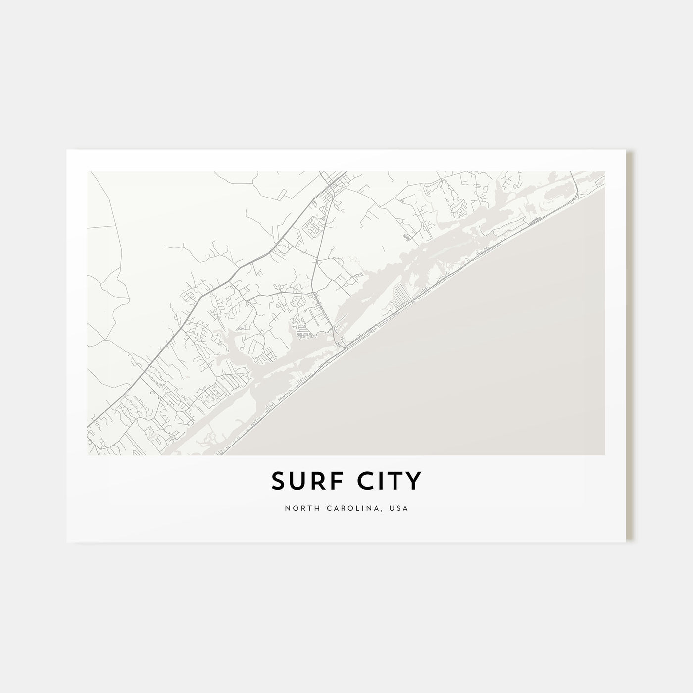 Surf City Map Landscape Poster