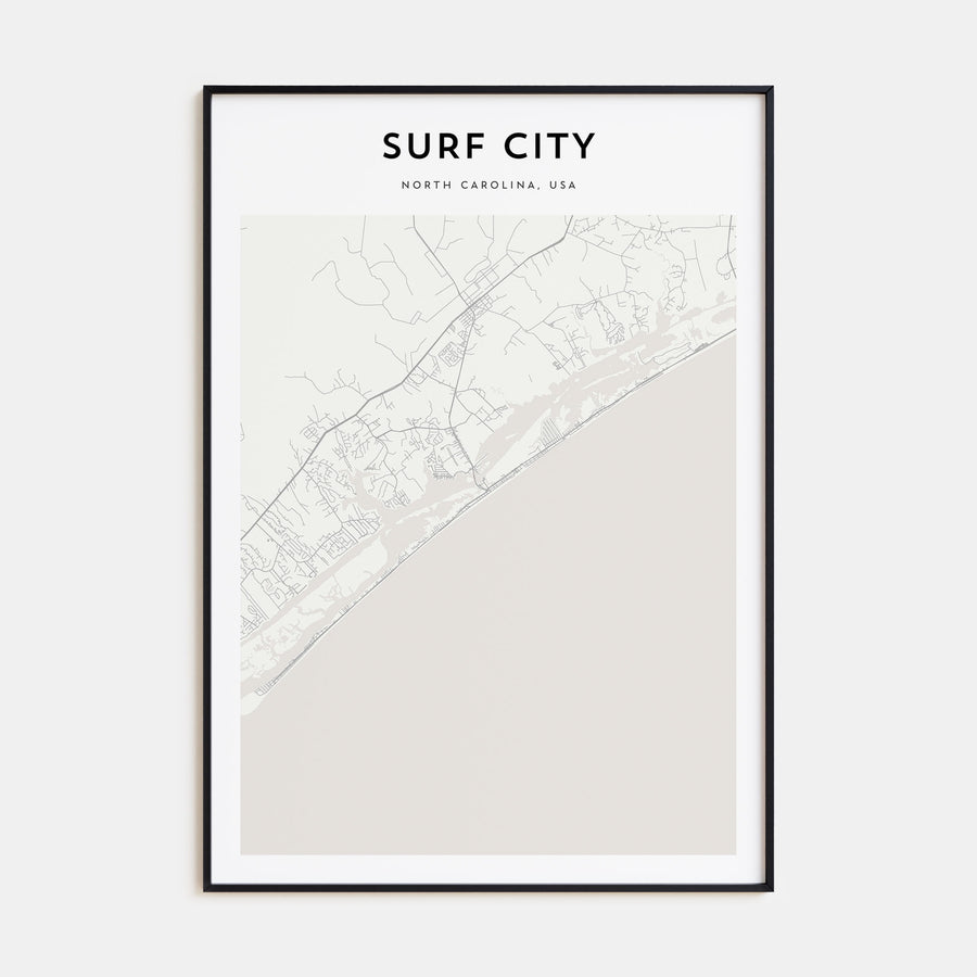 Surf City Map Portrait Poster