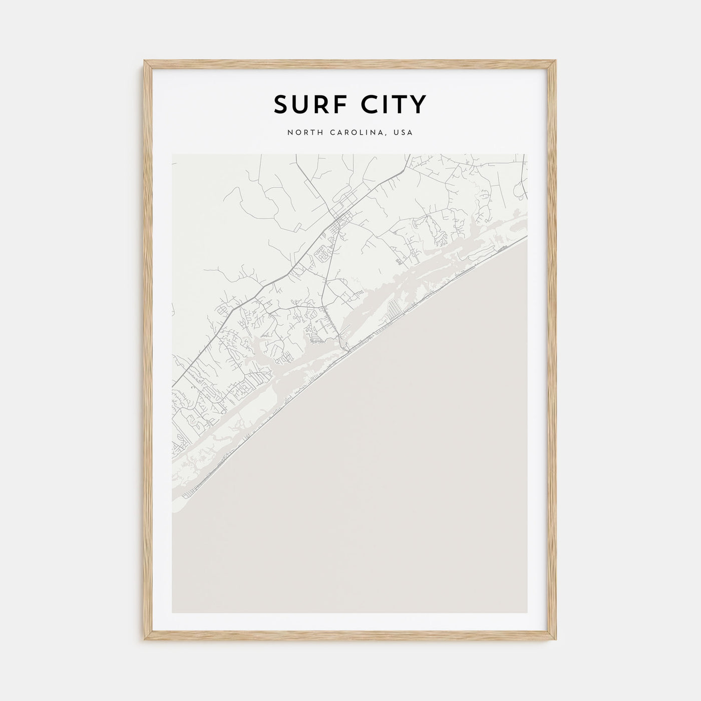 Surf City Map Portrait Poster