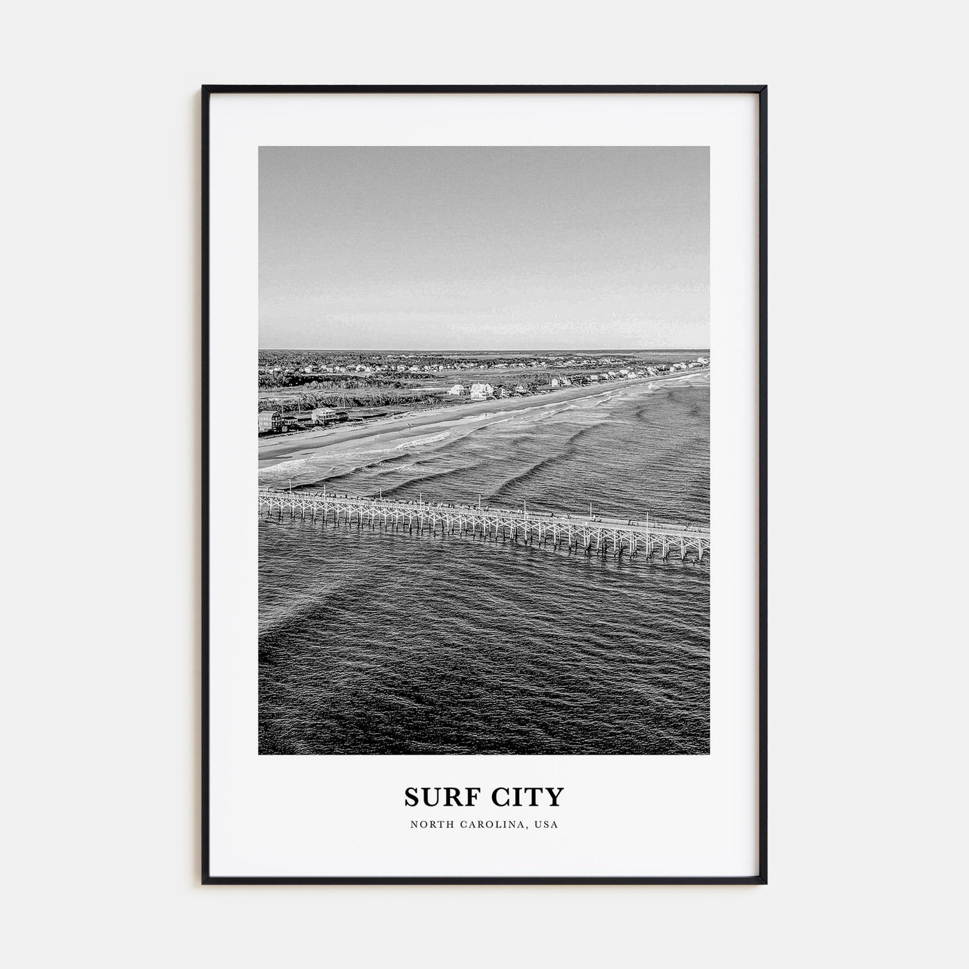Surf City Portrait B&W Poster