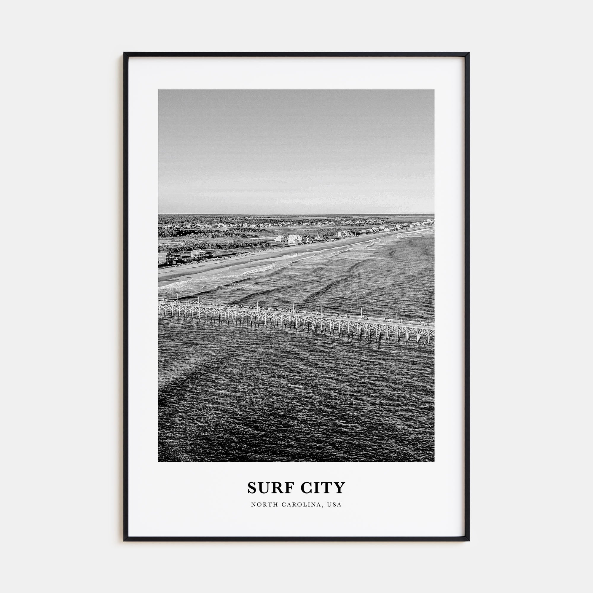 Surf City Portrait B&W Poster