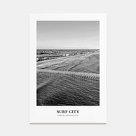 Surf City Portrait B&W Poster