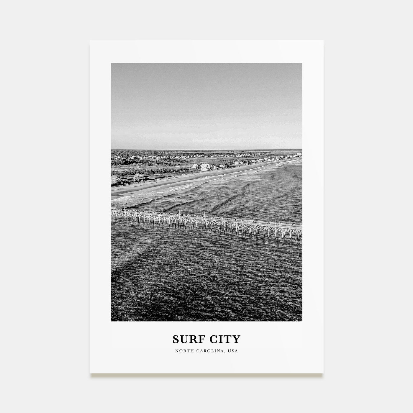 Surf City Portrait B&W Poster