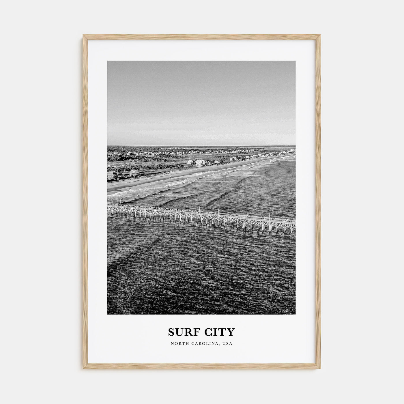 Surf City Portrait B&W Poster