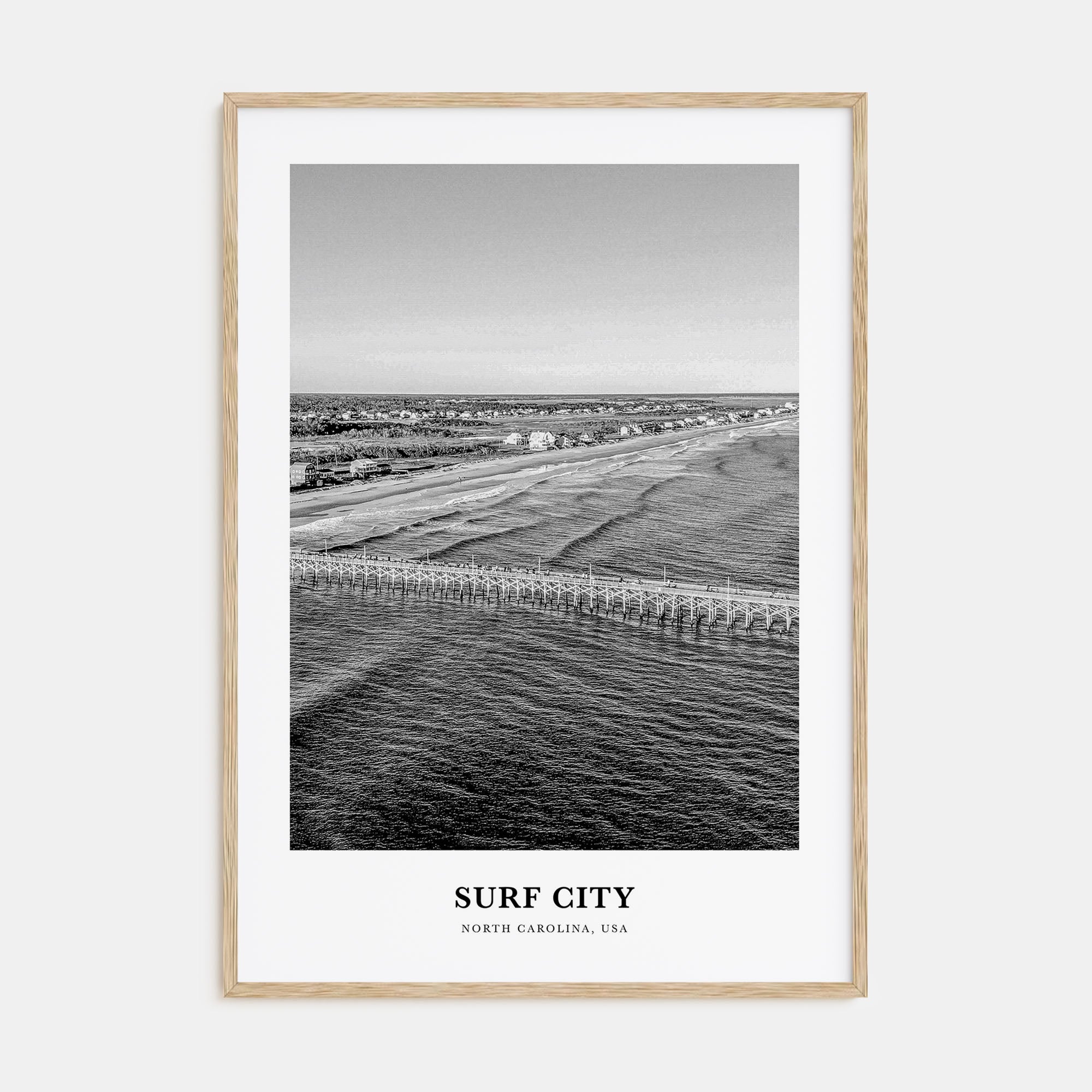 Surf City Portrait B&W Poster