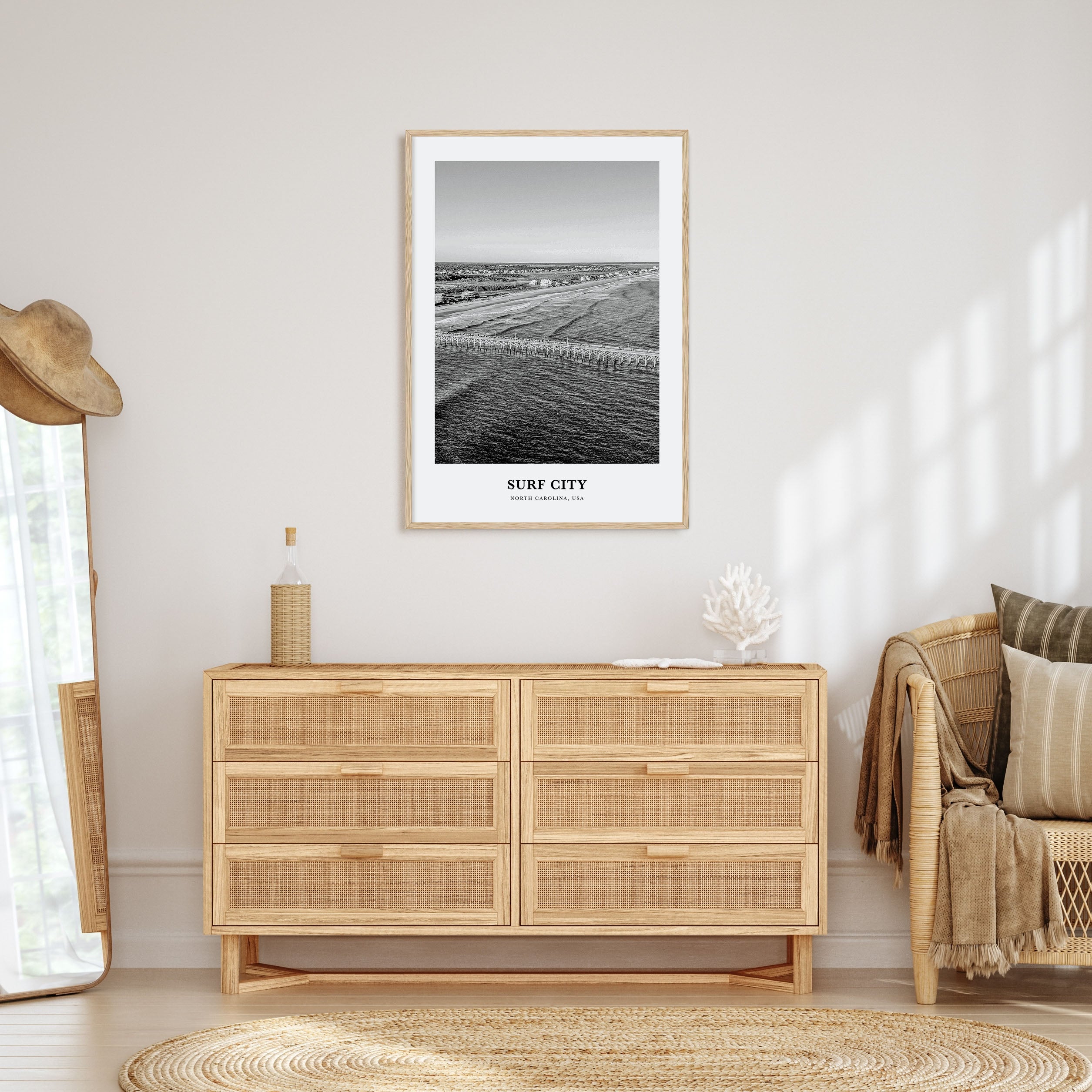 Surf City Portrait B&W Poster