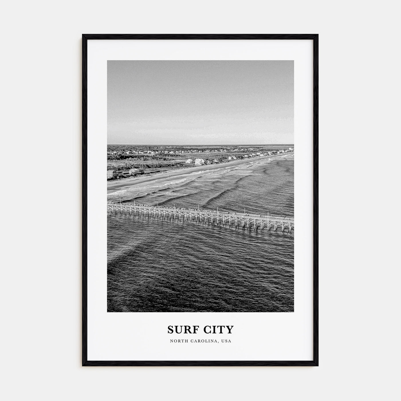 Surf City Portrait B&W Poster
