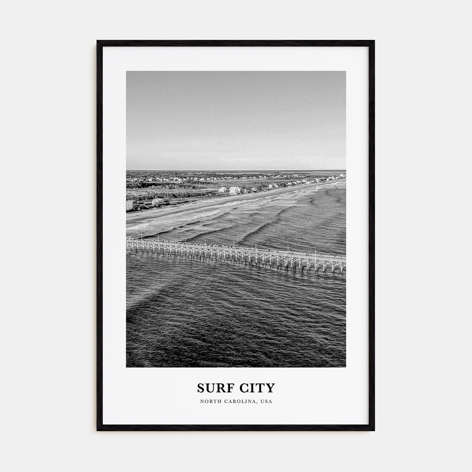 Surf City Portrait B&W Poster