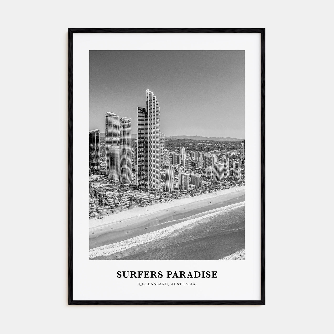 Surfers Paradise Portrait B&W Poster