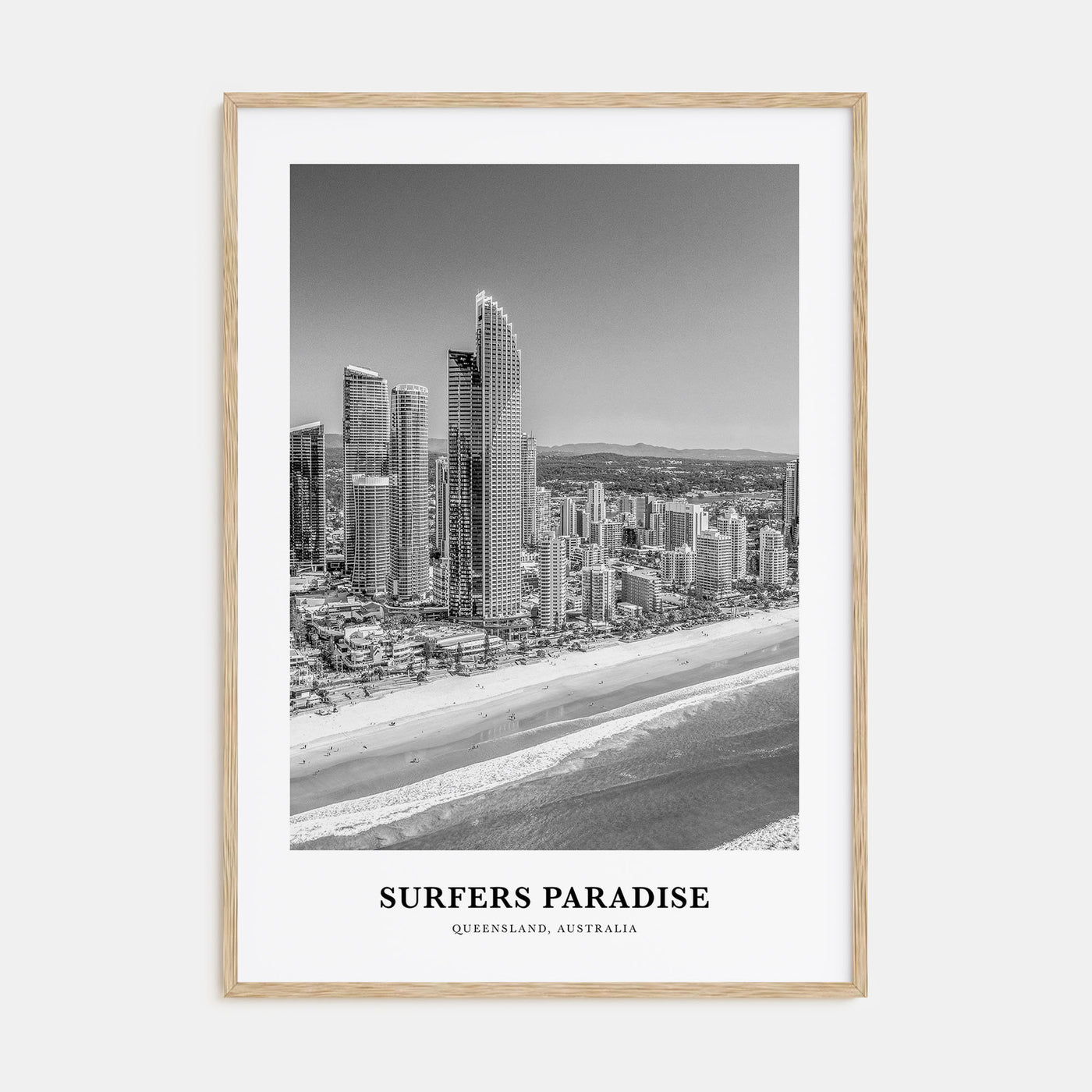 Surfers Paradise Portrait B&W Poster