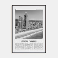 Surfers Paradise Travel B&W Poster