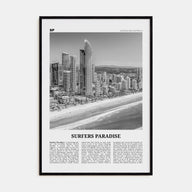 Surfers Paradise Travel B&W Poster