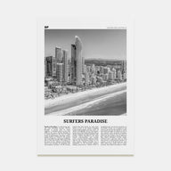 Surfers Paradise Travel B&W Poster