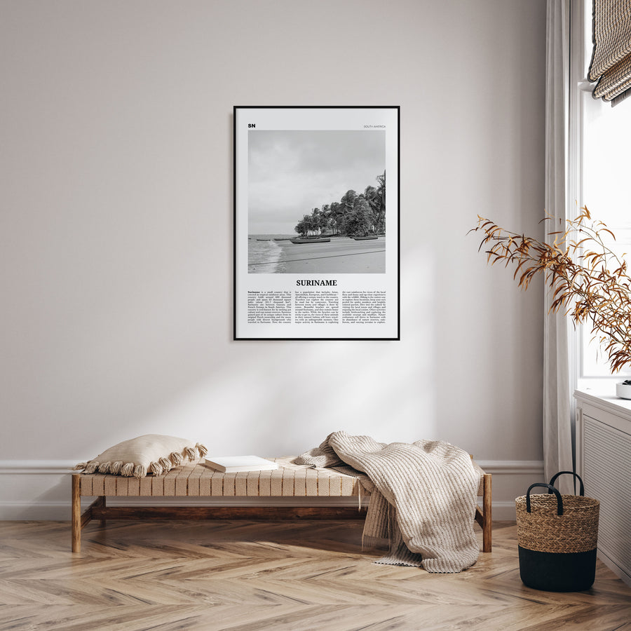 Suriname Travel B&W Poster