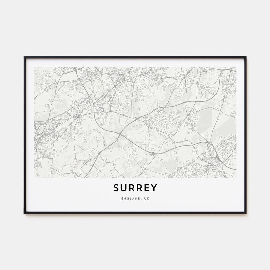 Surrey Map Landscape Poster