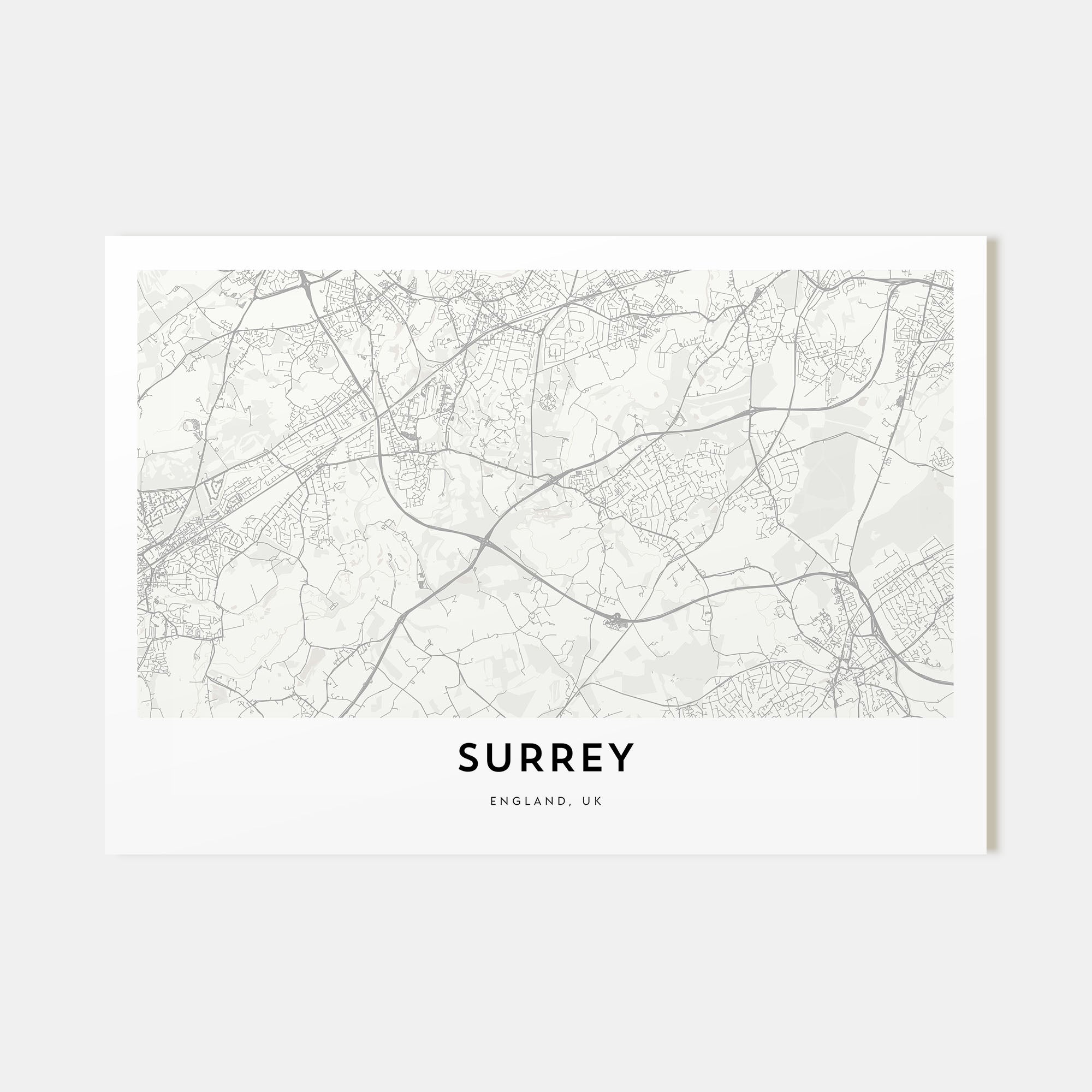 Surrey Map Landscape Poster