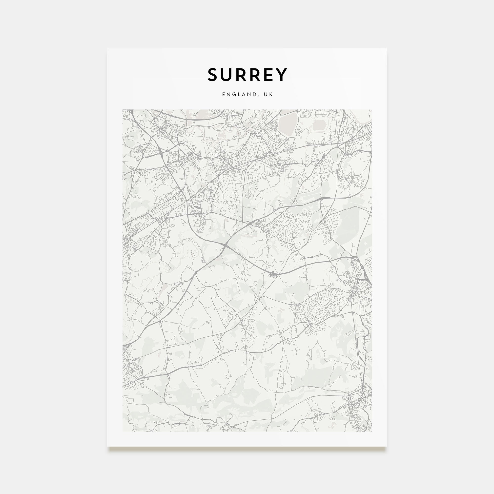 Surrey Map Portrait Poster