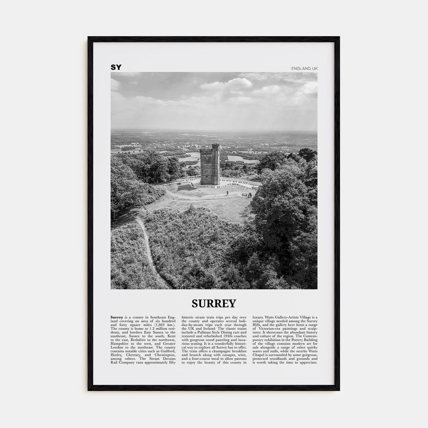 Surrey Travel B&W Poster
