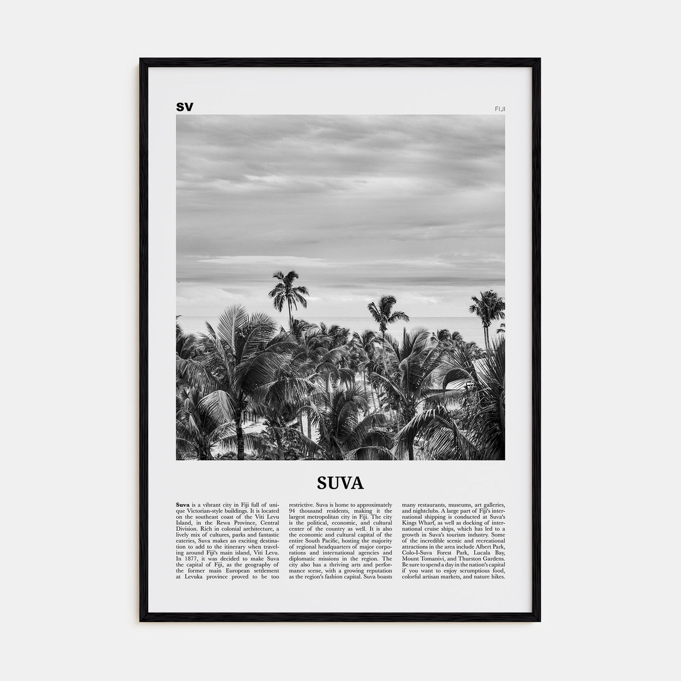 Suva Travel B&W Poster