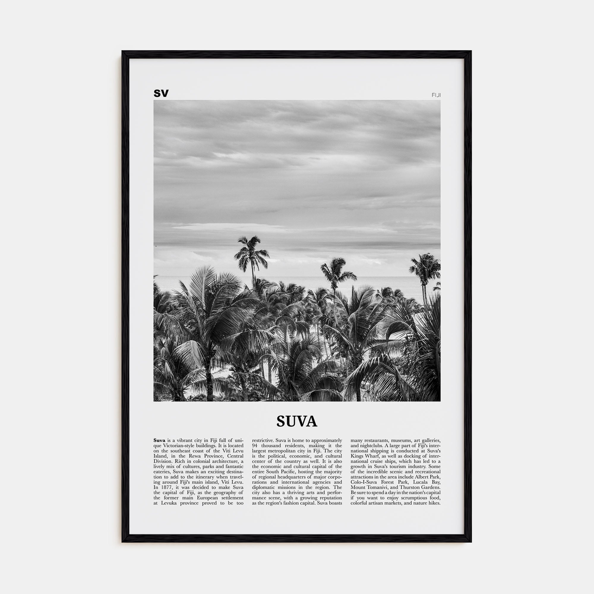 Suva Travel B&W Poster