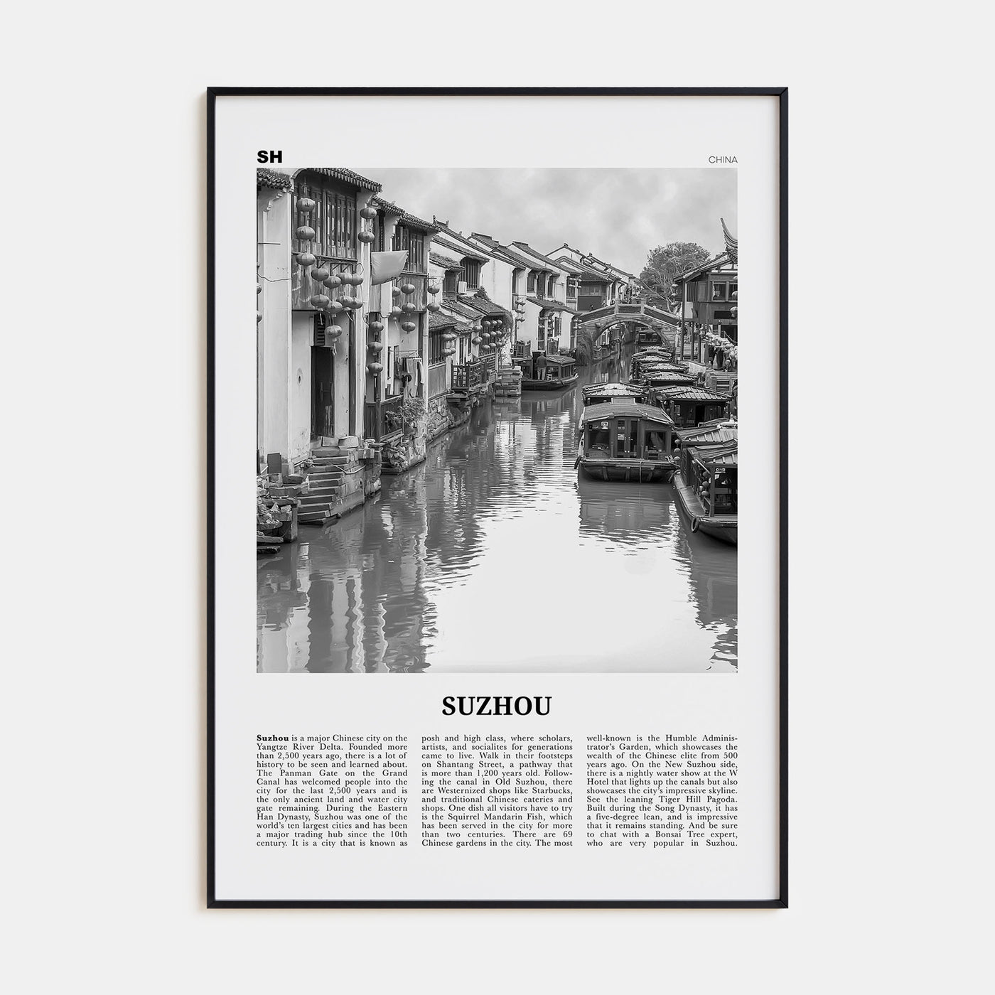 Suzhou Travel B&W Poster