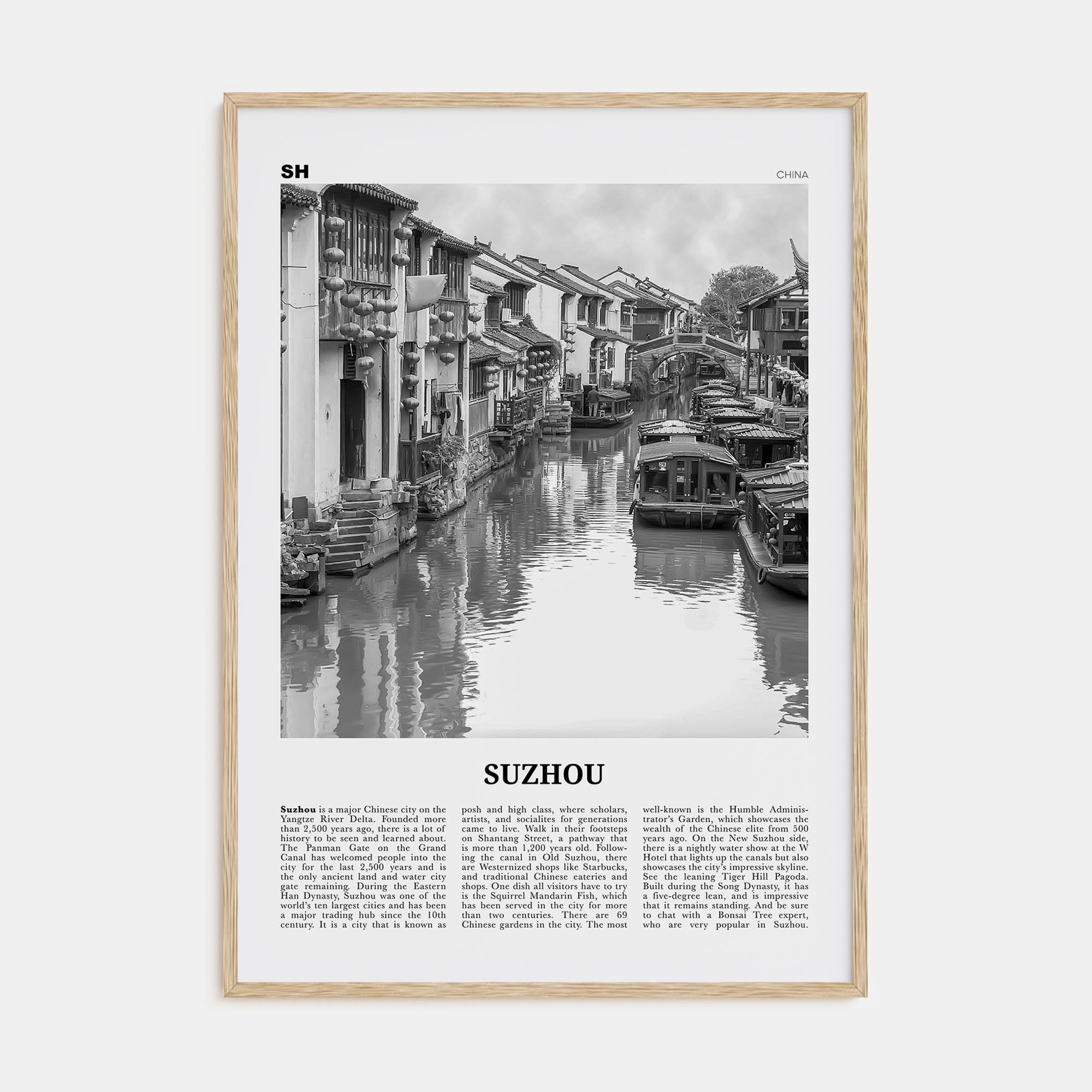 Suzhou Travel B&W Poster