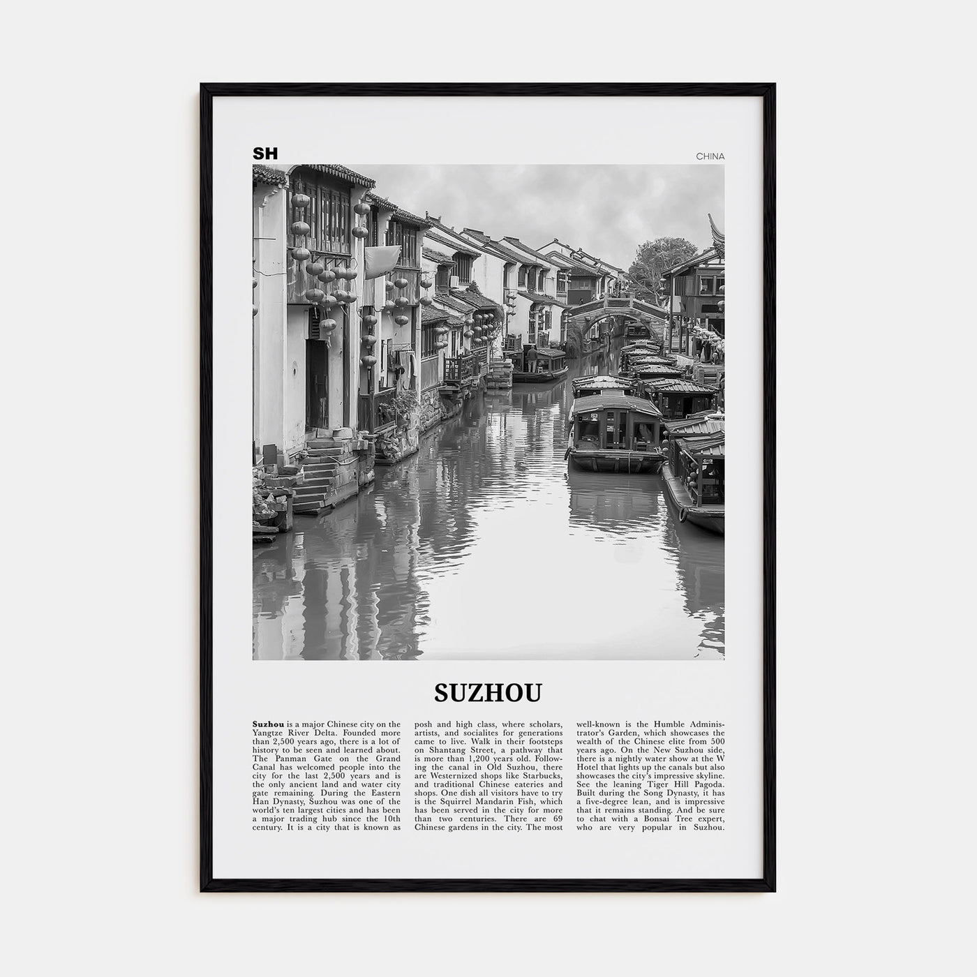 Suzhou Travel B&W Poster
