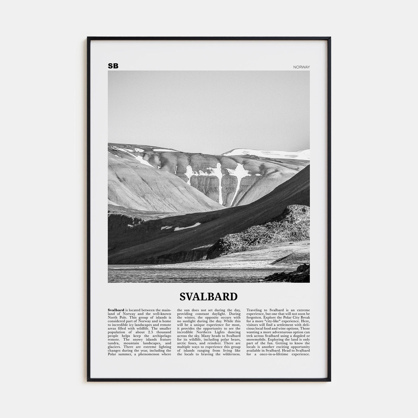 Svalbard Travel B&W Poster