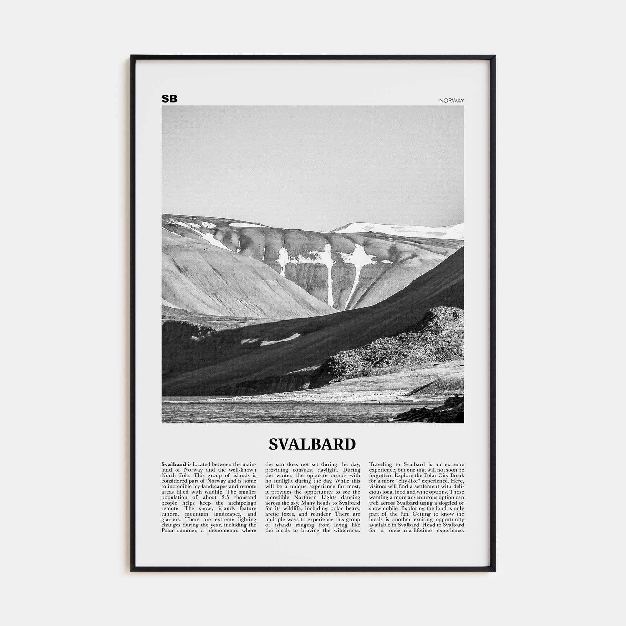Svalbard Travel B&W Poster
