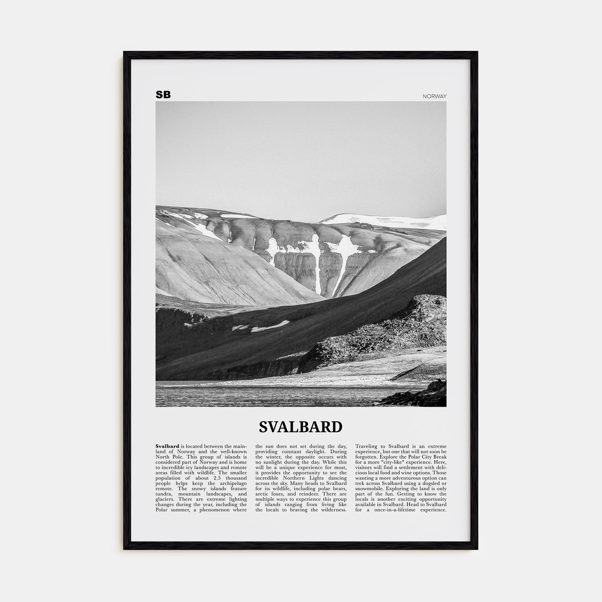 Svalbard Travel B&W Poster