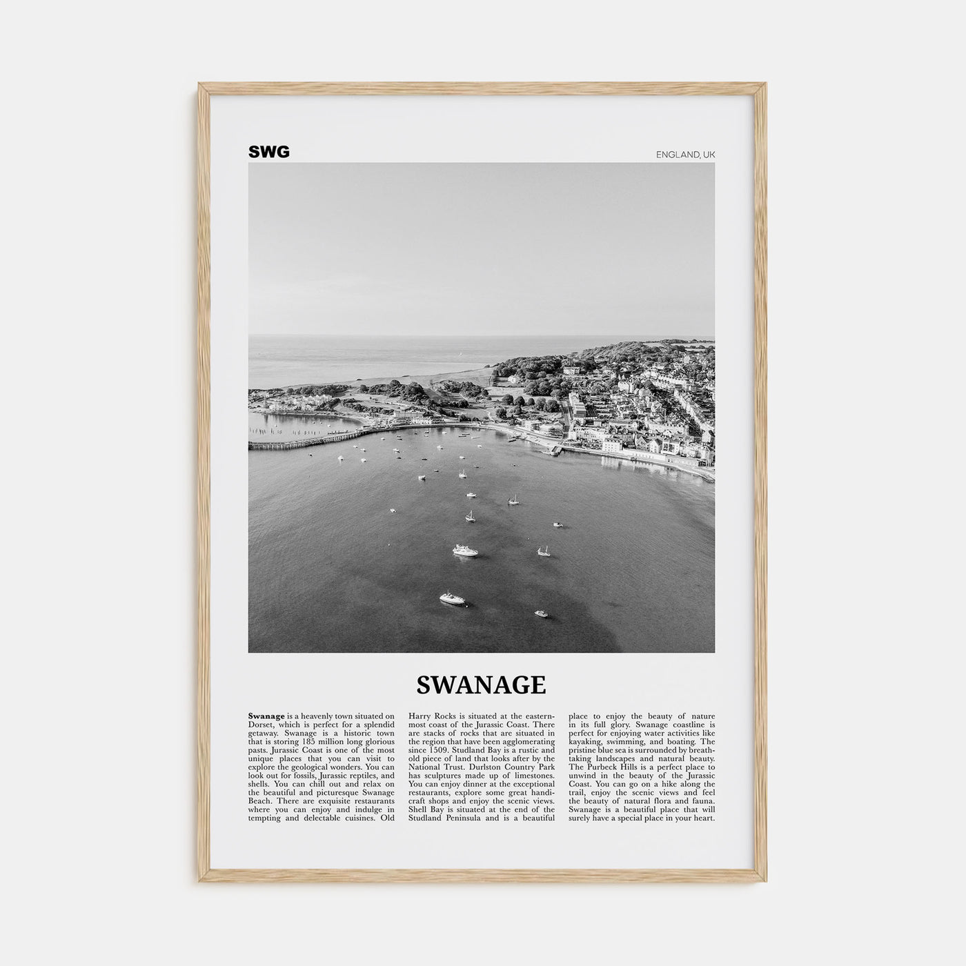 Swanage Travel B&W Poster