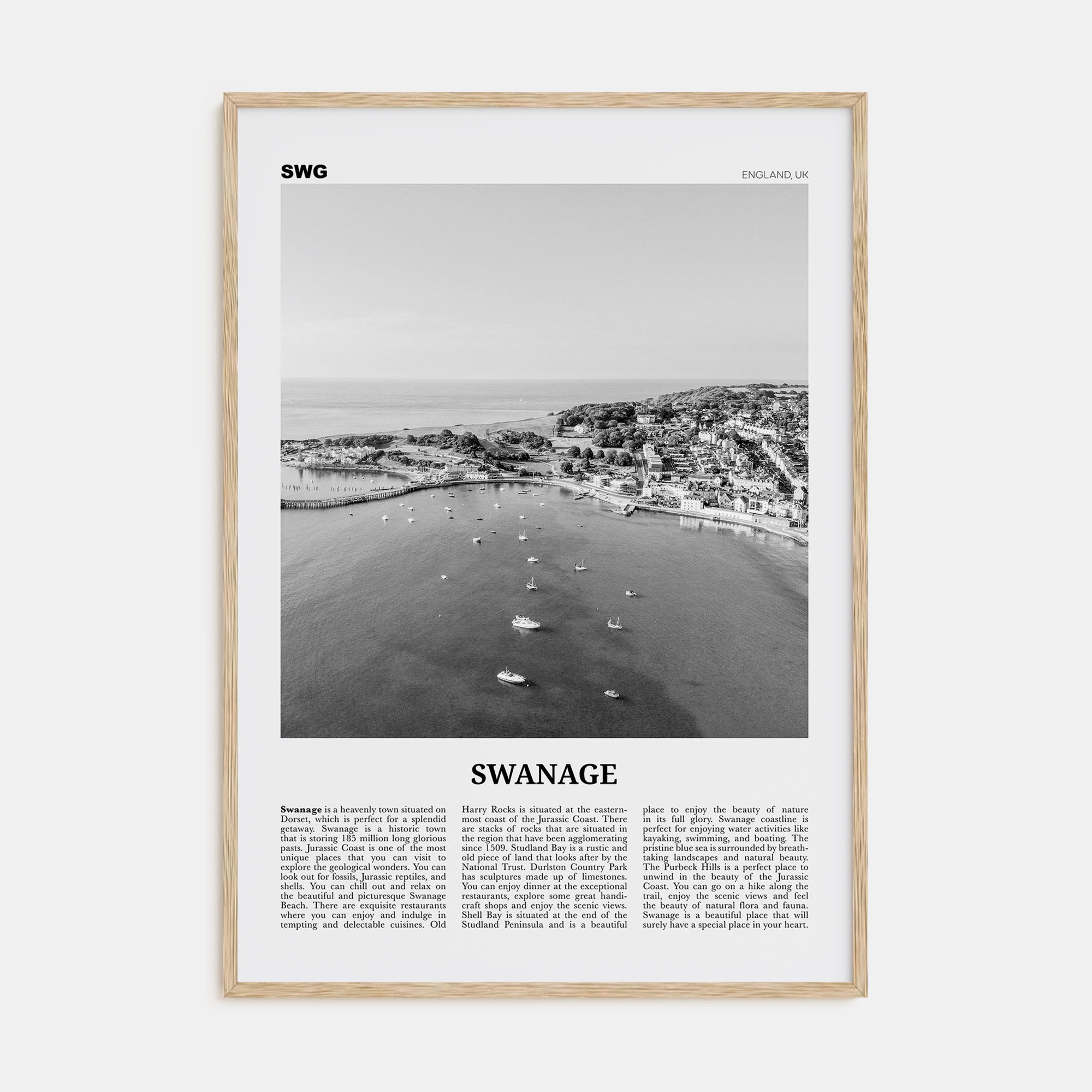 Swanage Travel B&W Poster