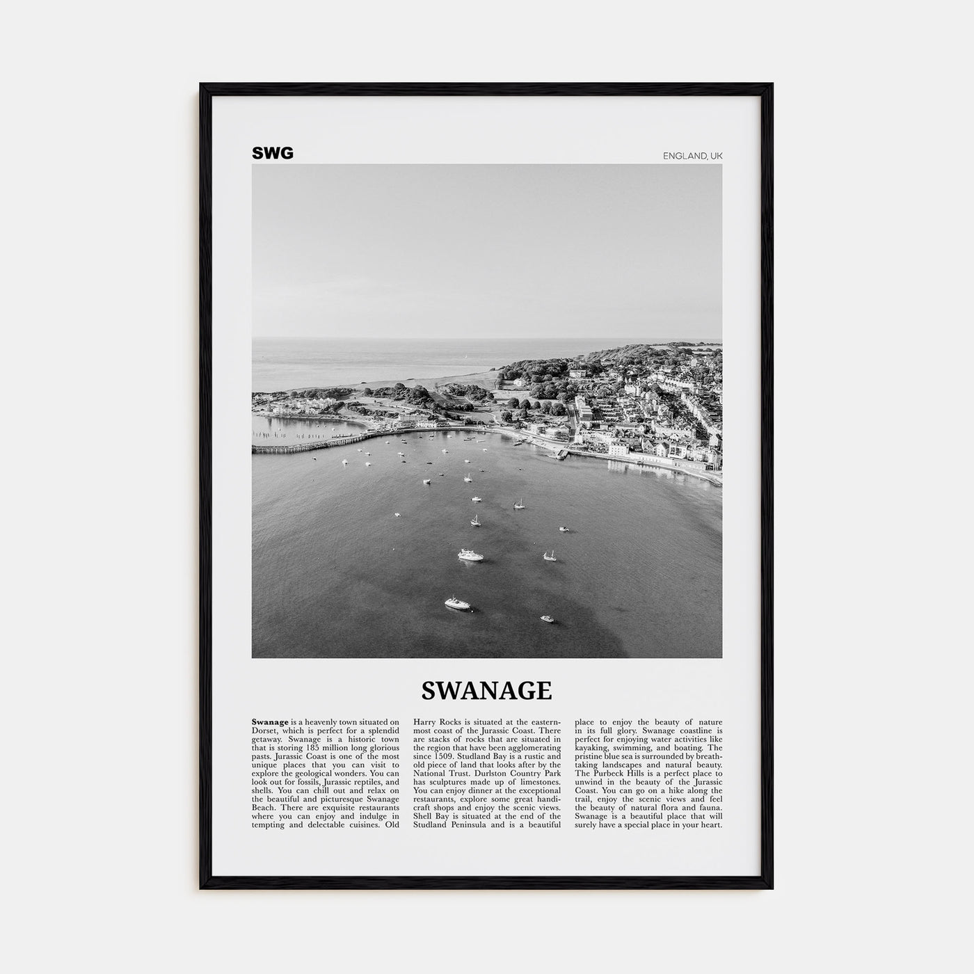Swanage Travel B&W Poster