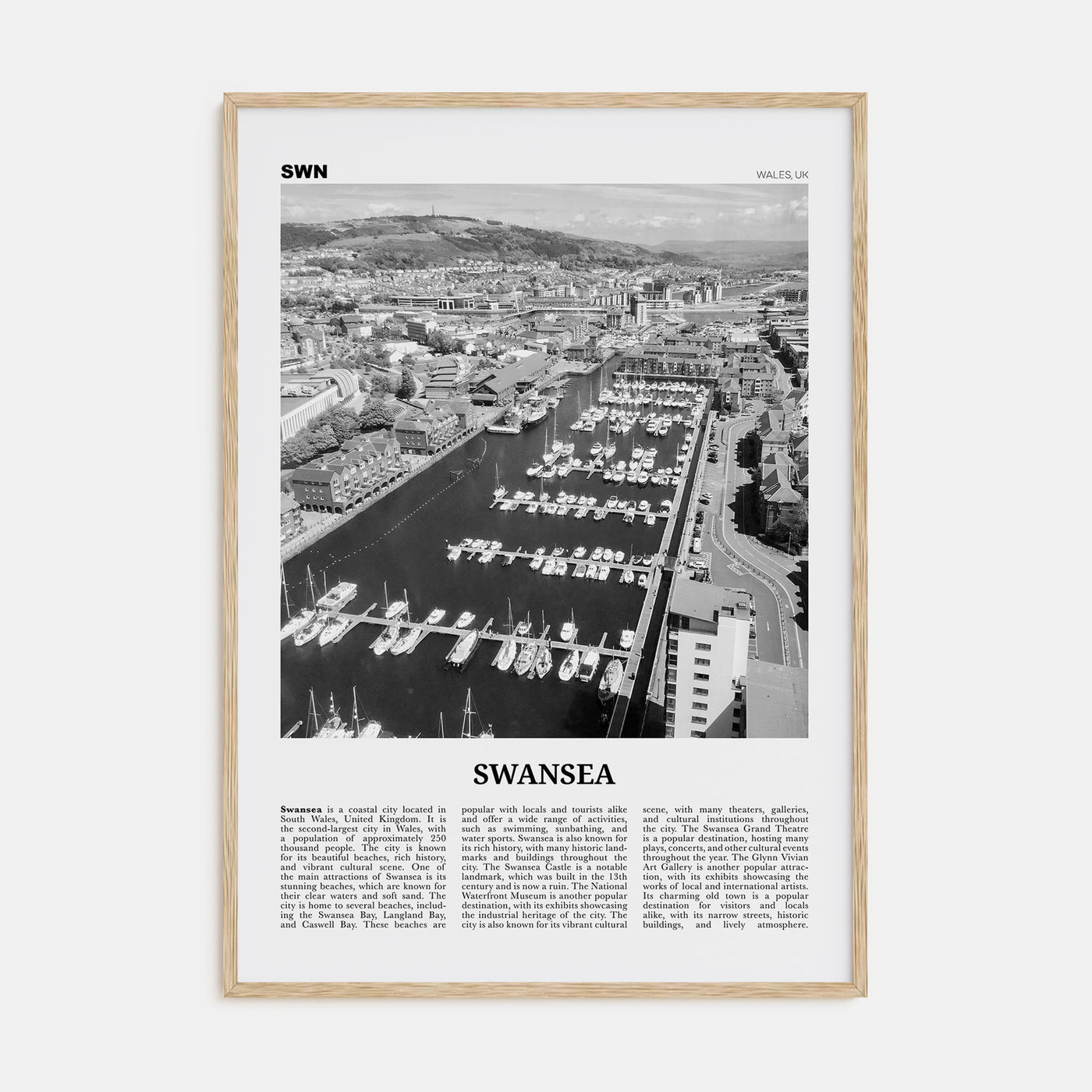 Swansea Travel B&W Poster