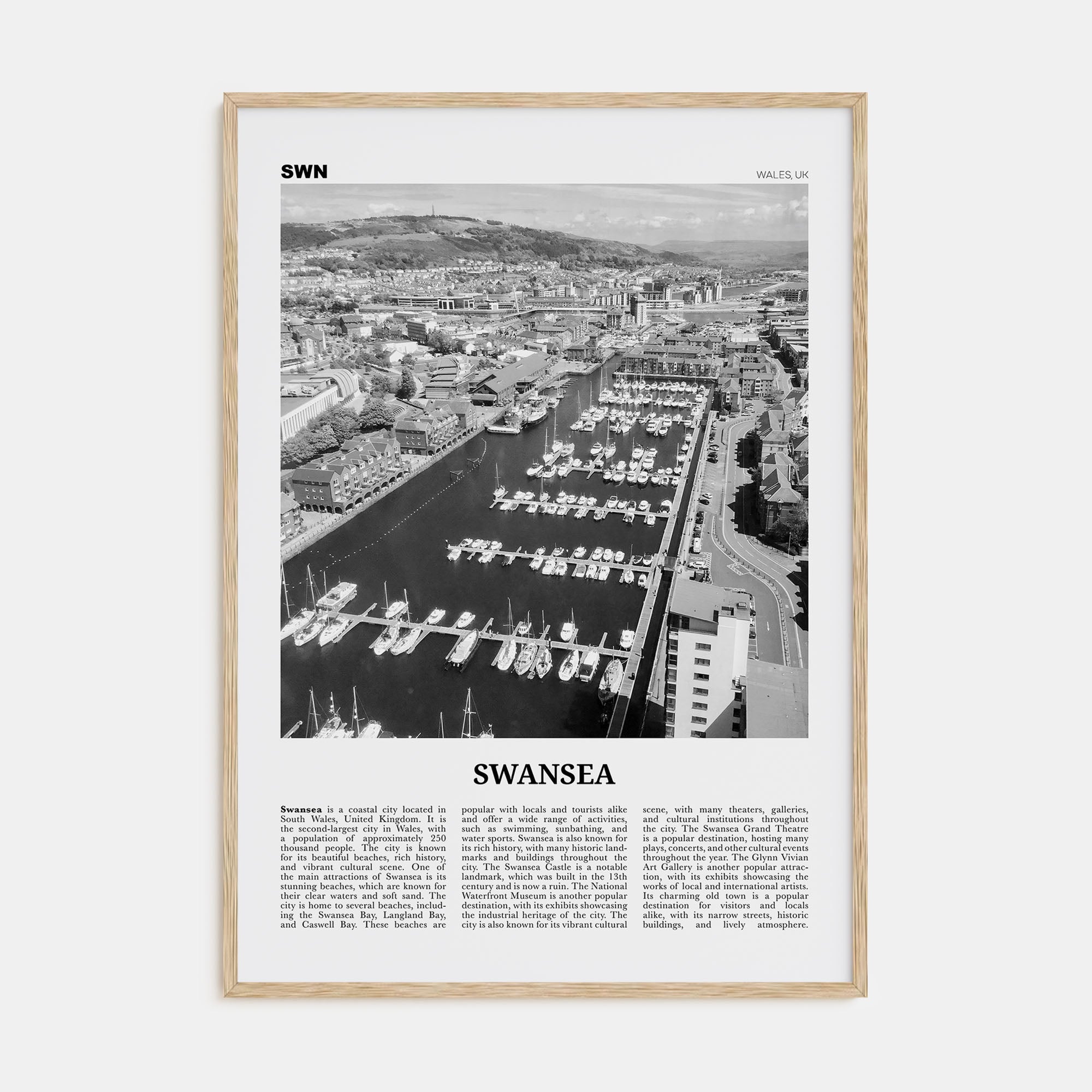 Swansea Travel B&W Poster