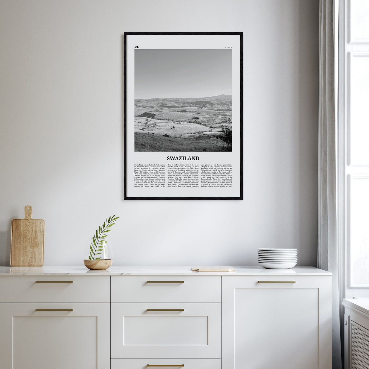 Swaziland Travel B&W Poster