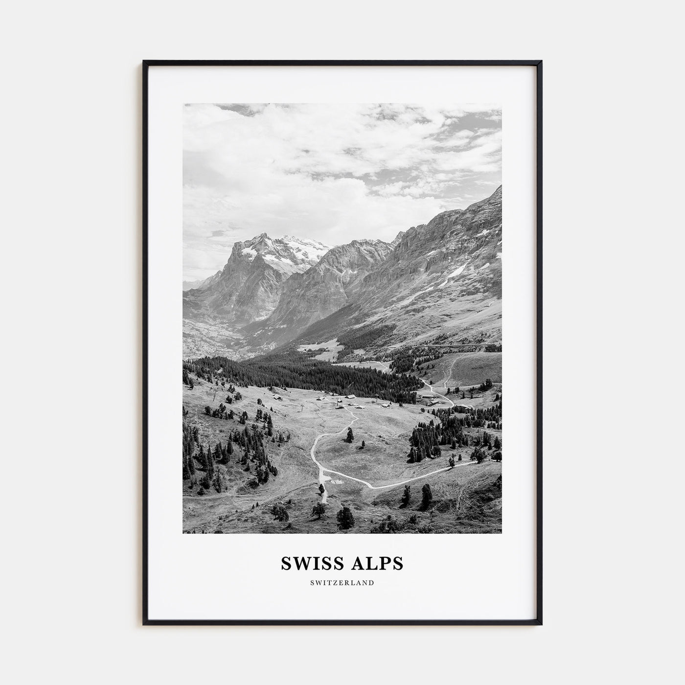 Swiss Alps Portrait B&W Poster