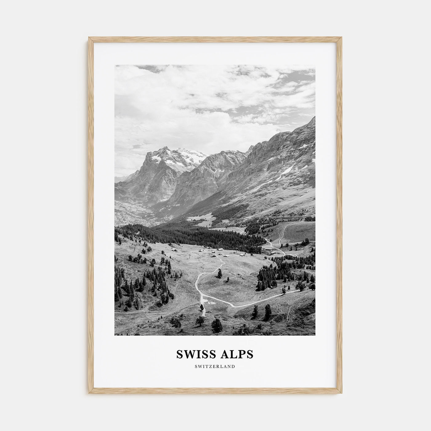 Swiss Alps Portrait B&W Poster