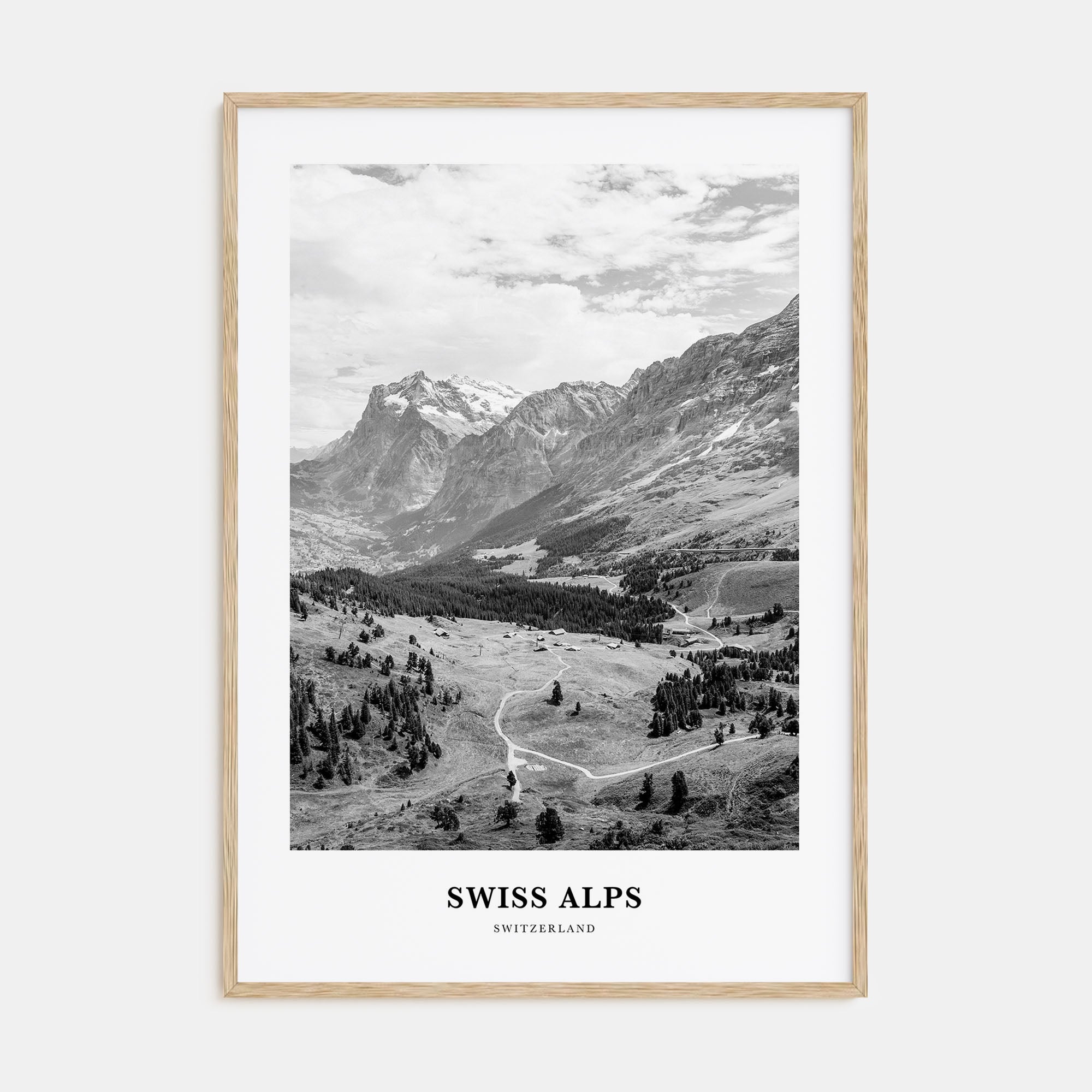 Swiss Alps Portrait B&W Poster