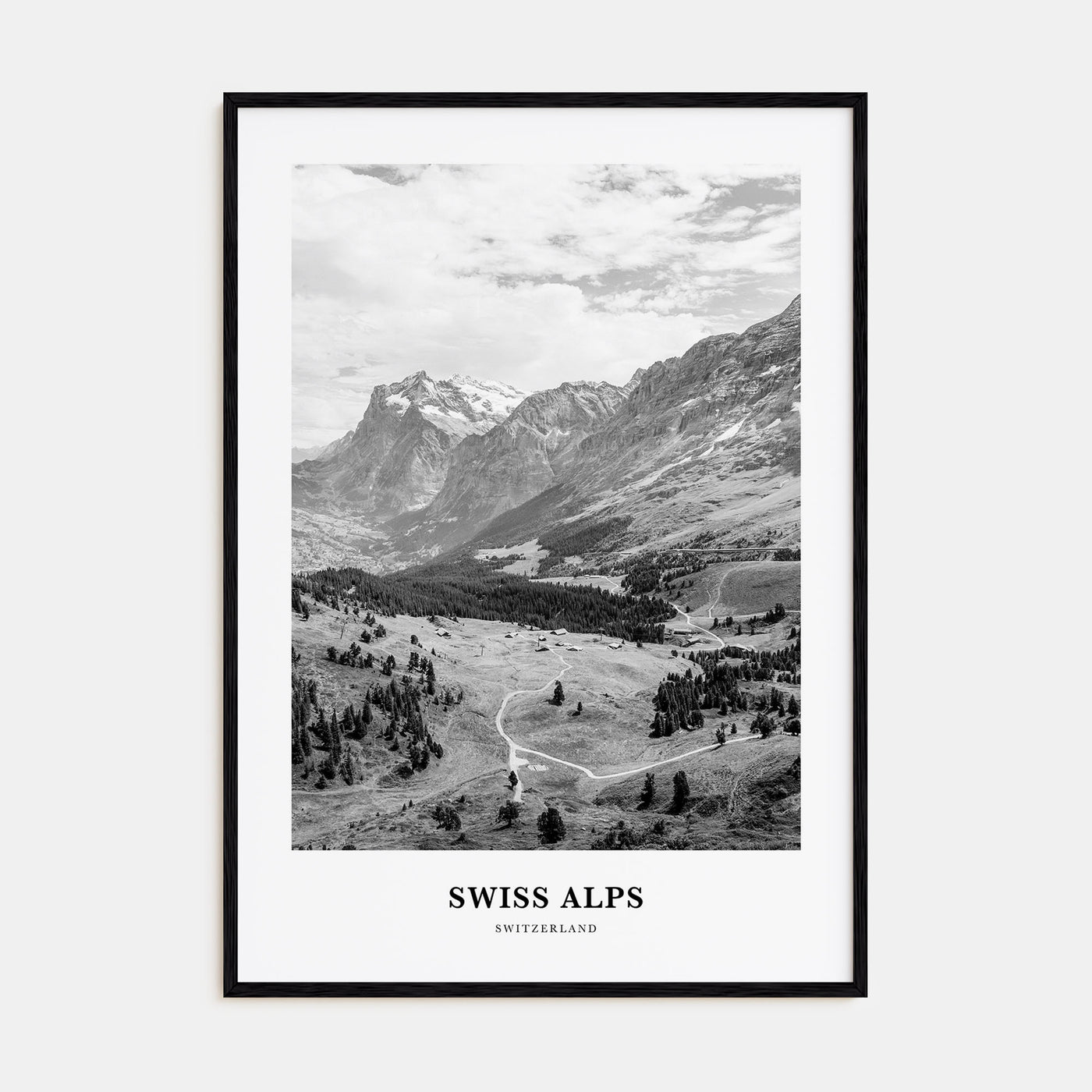 Swiss Alps Portrait B&W Poster