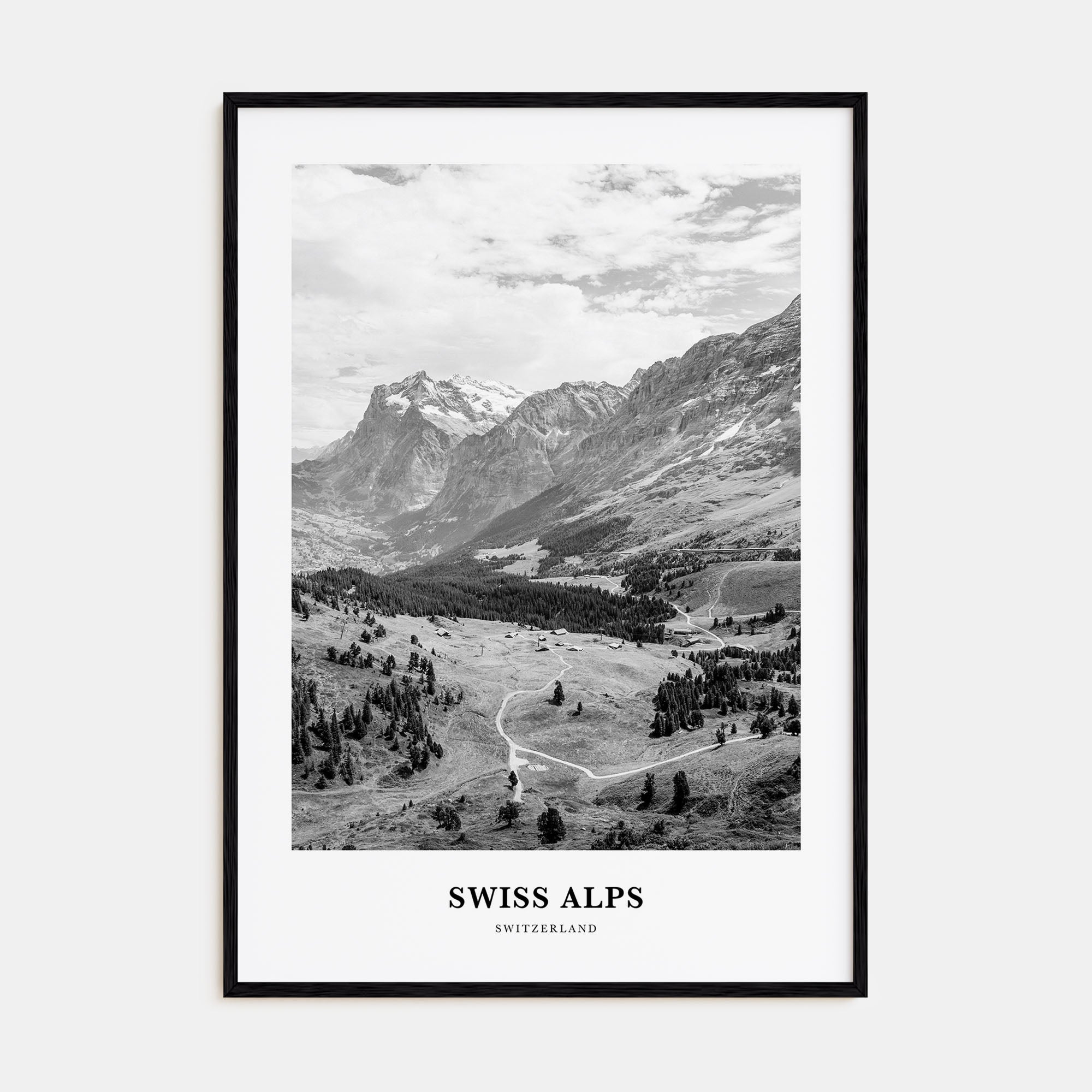 Swiss Alps Portrait B&W Poster