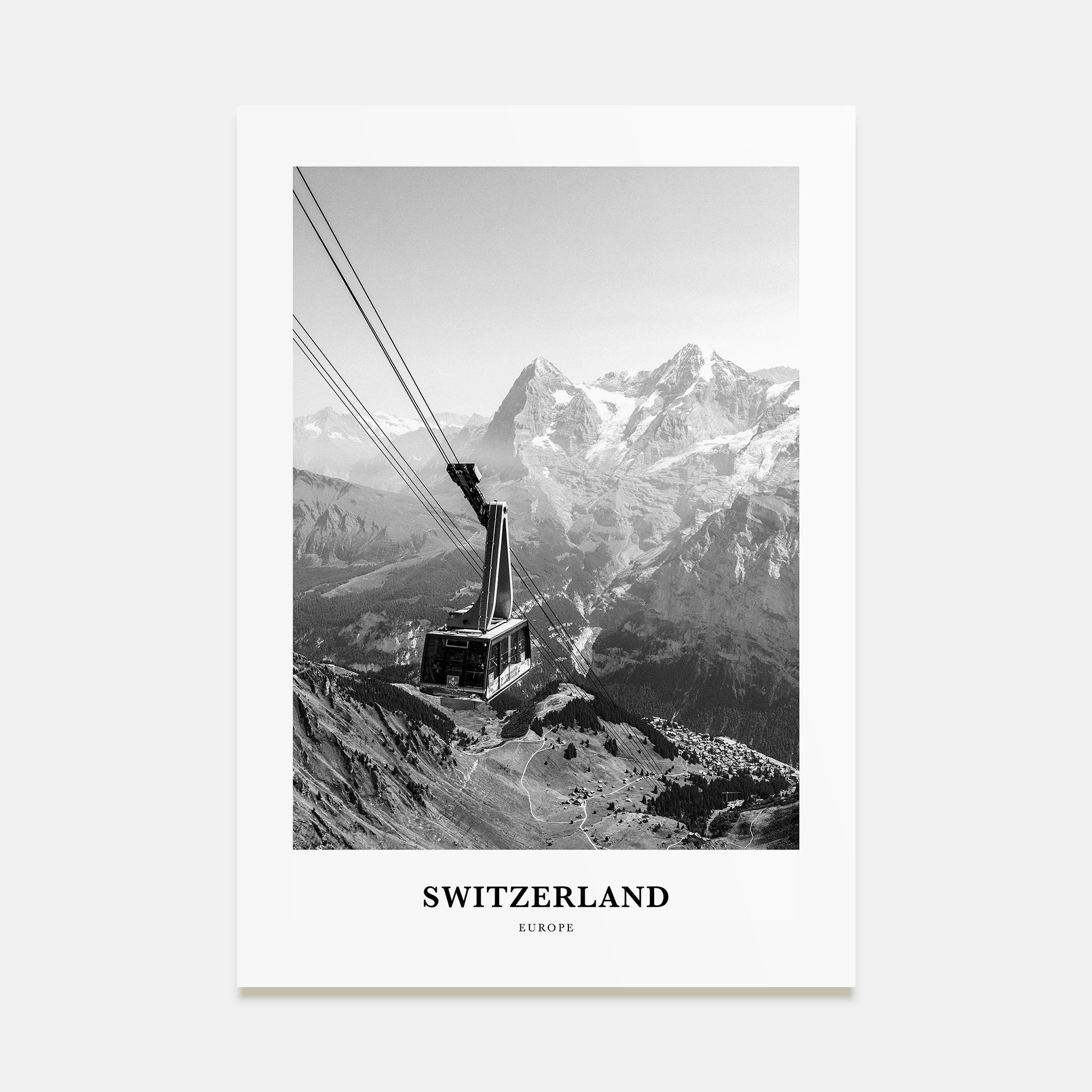 Switzerland Portrait B&W Poster