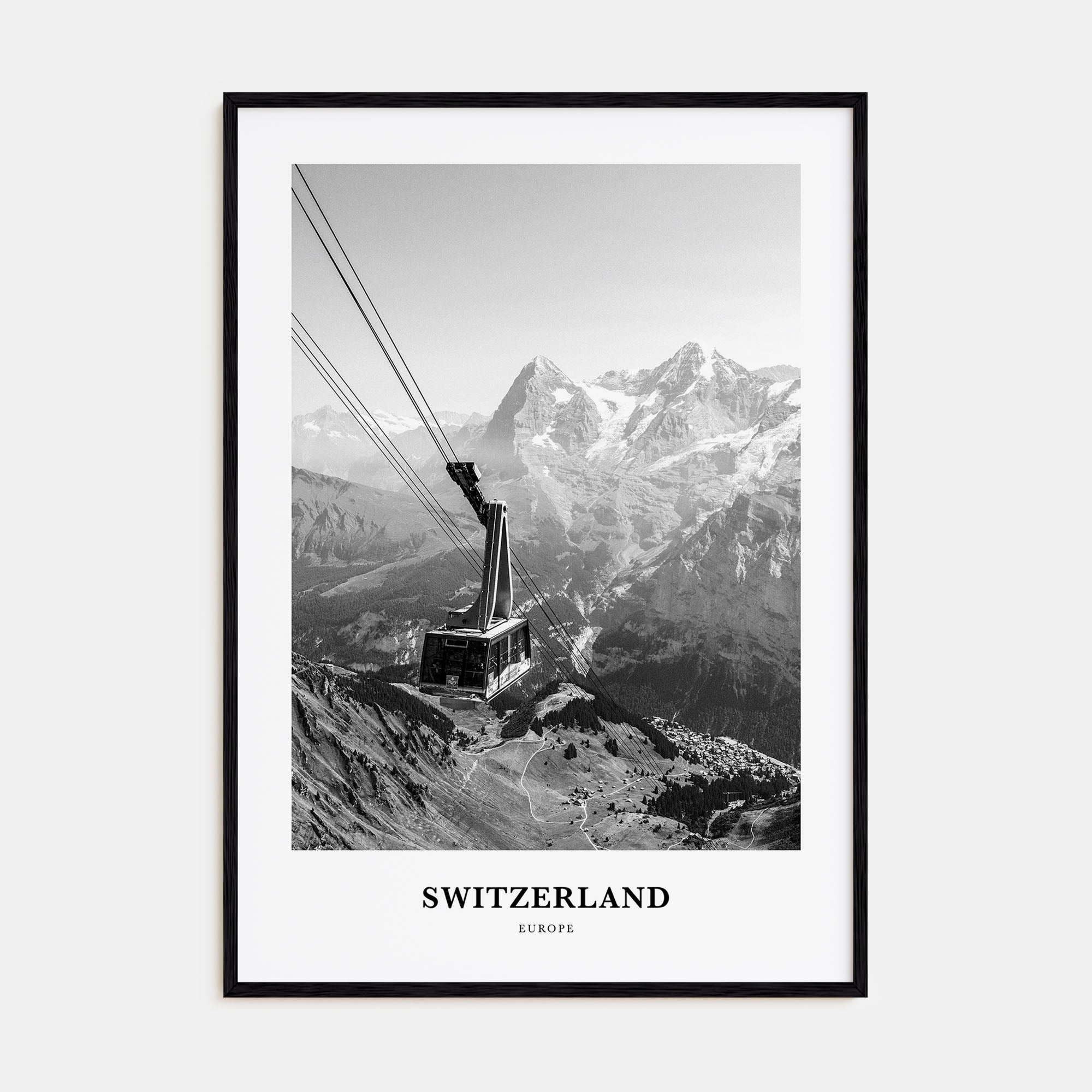 Switzerland Portrait B&W Poster