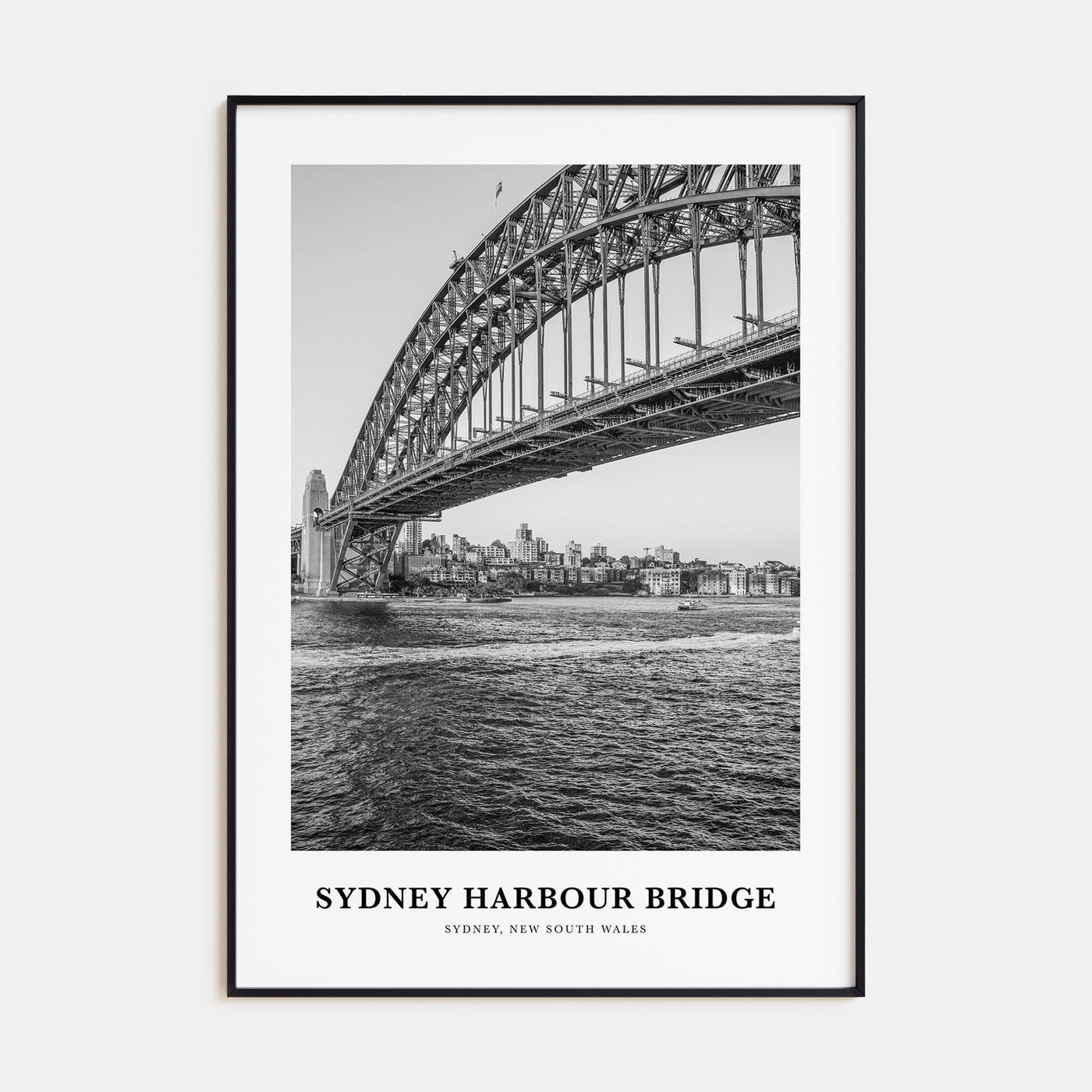 Sydney Harbour Bridge Portrait B&W Poster