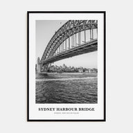Sydney Harbour Bridge Portrait B&W Poster