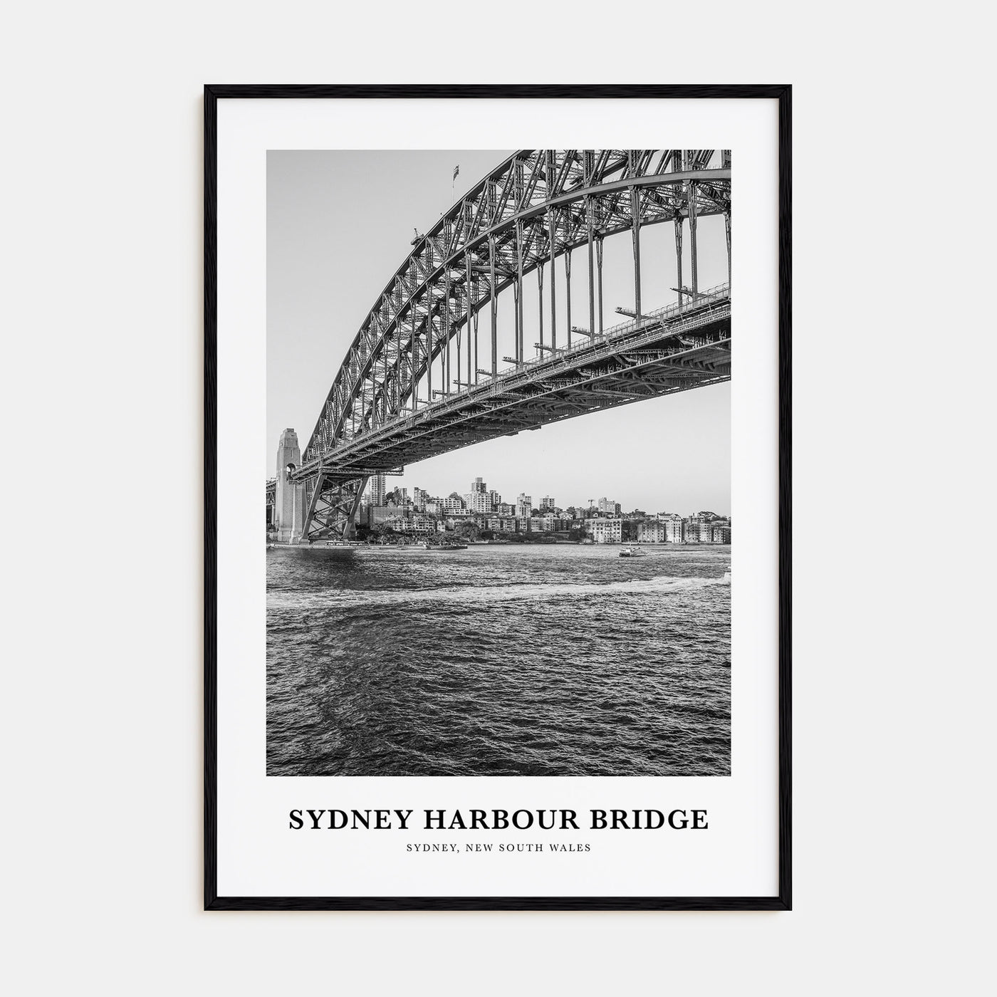 Sydney Harbour Bridge Portrait B&W Poster